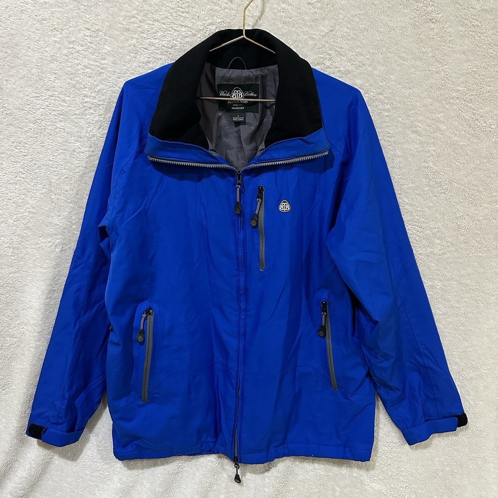Brooks Brothers Mens‎ Large Country Club Prosport Jacket Zip Blue No Hood Vents